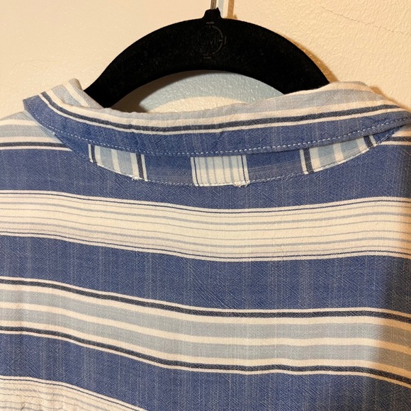 Jane & Delancey Striped Button Down Short Sleeve Rayon Shirt Lightweight Large - Picture 12 of 13
